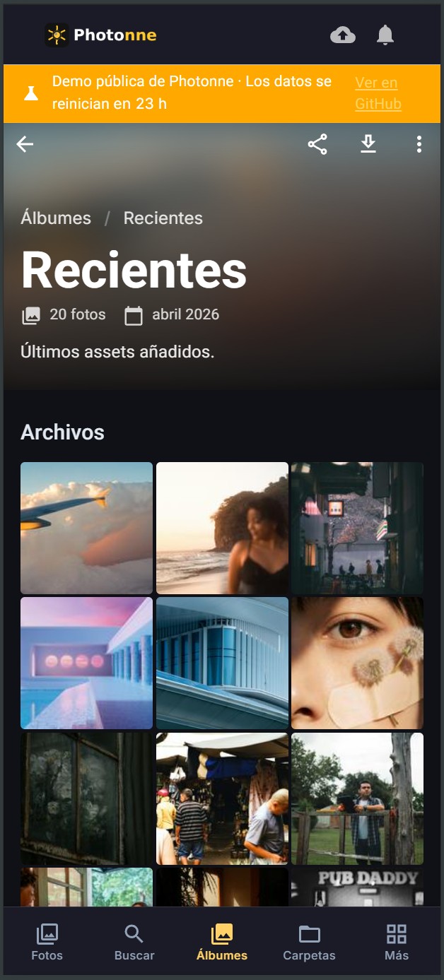 Detalle de álbum de Photonne en móvil