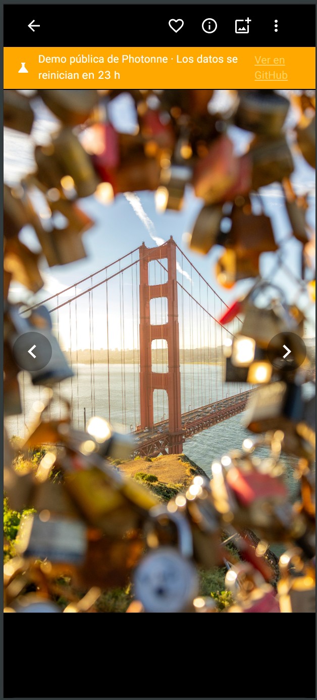 Detalle de asset en Photonne en móvil