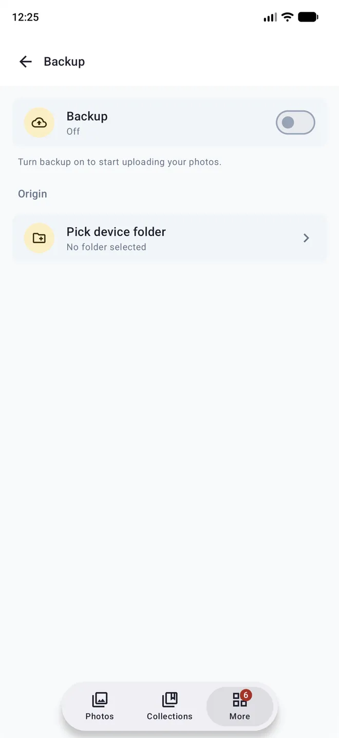 Pantalla de copia de seguridad del dispositivo